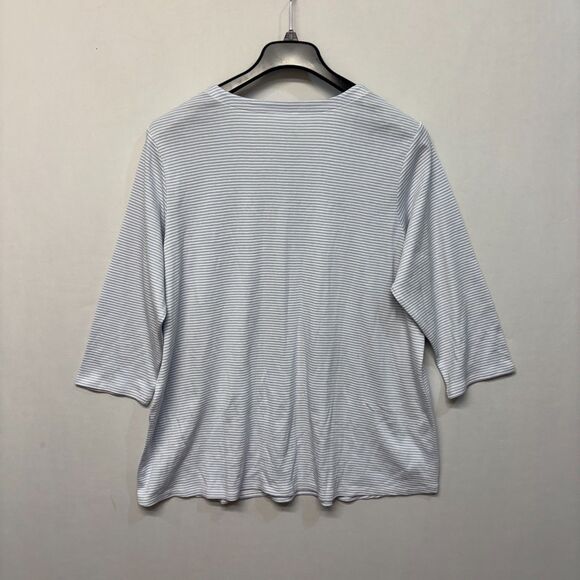 J. Jill 3/4 Sleeve Scoop Neck Tee T-Shirt Top 2X Stripes Pima Cotton C026 -30 - Picture 12 of 15